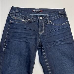 FRAGILE JEANS Womens 3 Straight Crop Blue Jeans